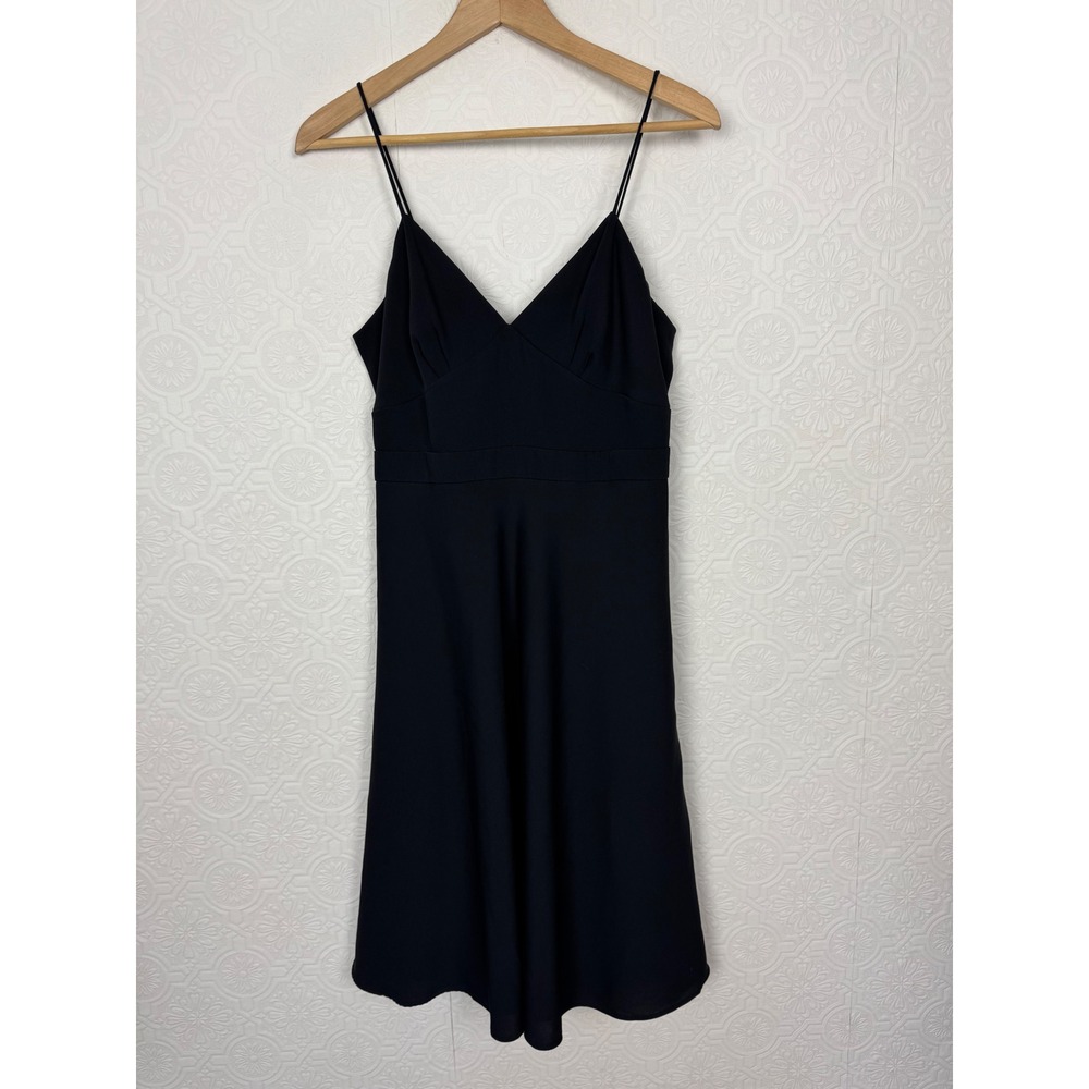 J Crew Little Black‎ Dress Spaghetti Strap V-Neck Fit & Flare Mini Size 6 Womens